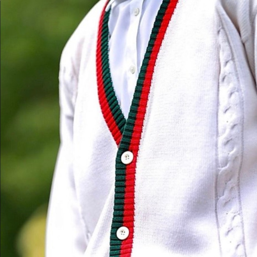 Gucci Sport Green And Red Striped Cardigan